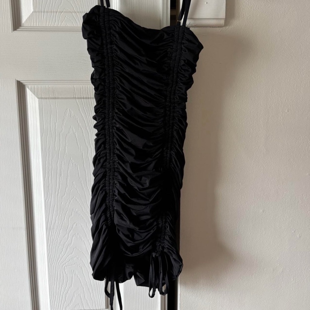 Tiger Mist Black Ruched Mini Dress